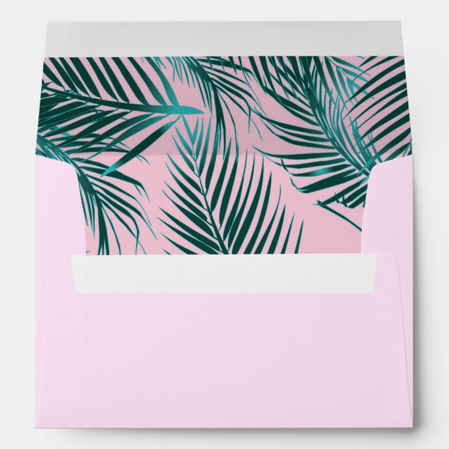 A7 Pink Palm Pink Envelope (7.25" x 5.25") (Back (Bottom))