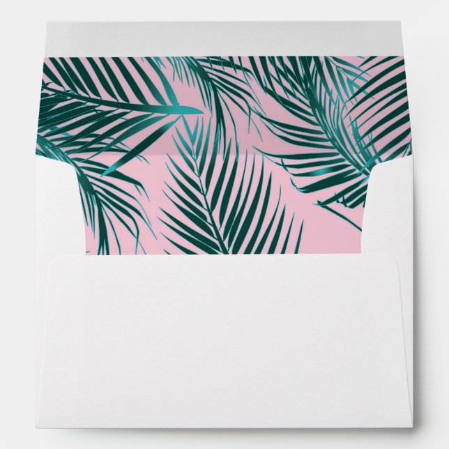 A7 Pink Palm White Envelope (7.25" x 5.25") (Back (Bottom))