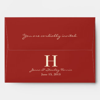 A7 Red & Cream Monogram Wedding Envelopes