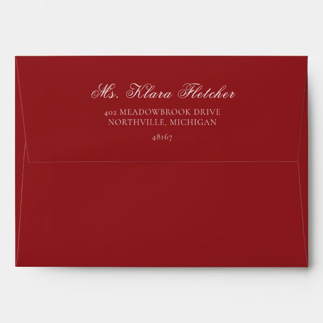 A7 Red Under the Mistletoe Wedding Elegance Envelope (Back (Top Flap))