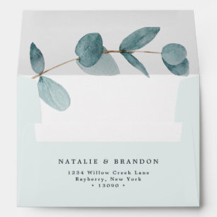 A7 Simple Eucalyptus & Calligraphy 5x7 Wedding Envelope