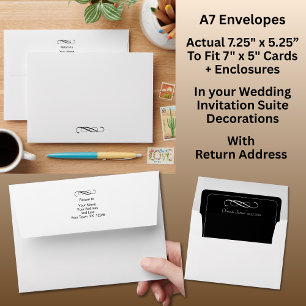 A7 Size Black & White with Infinity Scroll Wedding Envelope