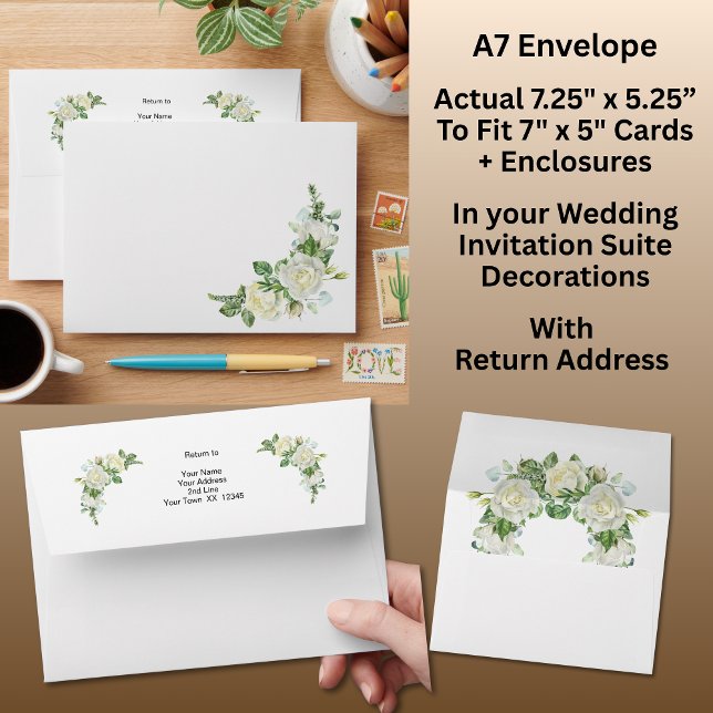 A7 Size Cobalt Blue & White Roses Wedding Suite Envelope (Creator Uploaded)