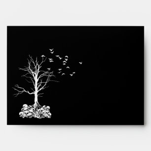 A7 Skull Tree Black Gothic Halloween Envelopes