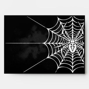A7 Spider Web Black White Halloween Envelopes