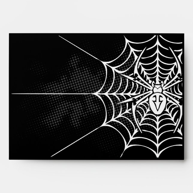 A7 Spider Web Black White Halloween Envelopes (Front)