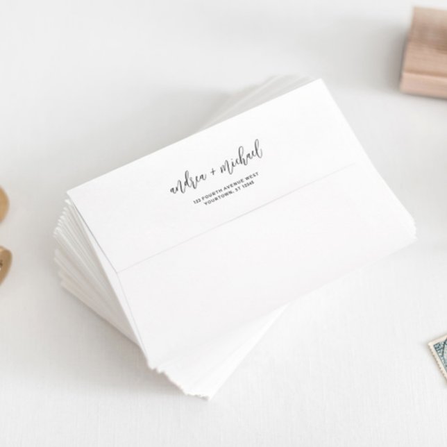 A7 Wedding Envelopes Black Lined Return Address (Printed Wedding Envelopes with Return Address)