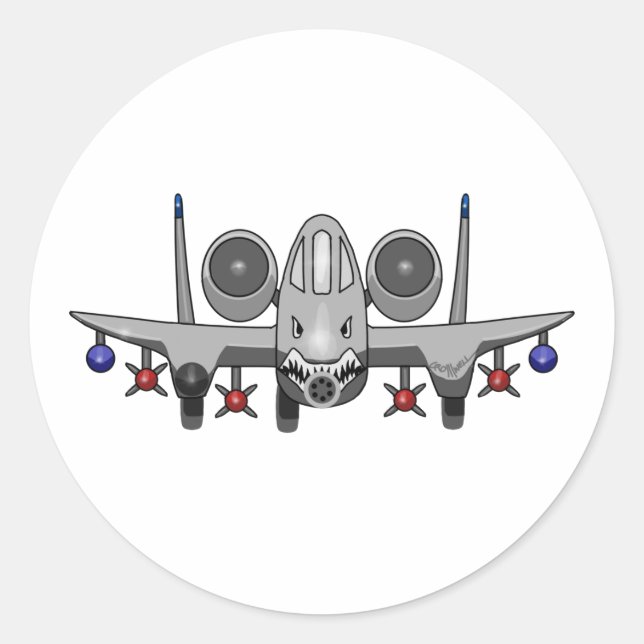 A-10 Warthog Fighter Classic Round Sticker (Front)