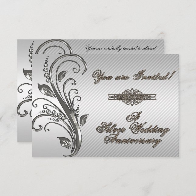 A 25th Wedding Anniversary RSVP Invitation Card (Front/Back)
