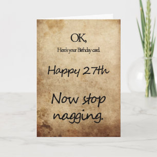 A 27th birthday for a nag card