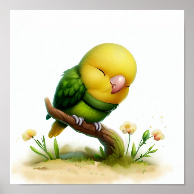 A 3D Image of a Double Yellow-headed Amazon Parrot Poster (Front)