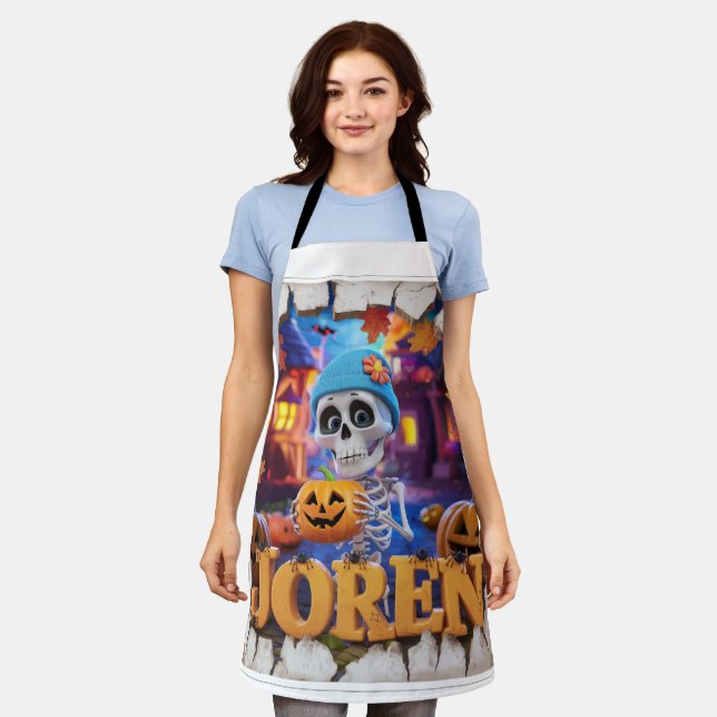 A 3D render of a Pixar-style whimsical Halloween  Apron (Worn)
