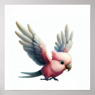 A 3D Watercolor Painting of a Cute Galah Cockatoo Poster