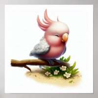A 3D Watercolor Painting of a Cute Galah Cockatoo