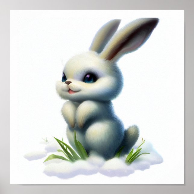 A 3D Watercolor Painting of an Arctic Hare Poster (Front)