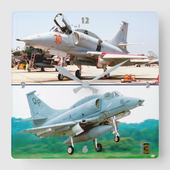 A-4 SKYHAWK SQUARE WALL CLOCK (Front)