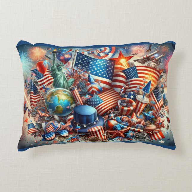 A 4th of July Celebration in Full Colour Decorative Cushion (Front)