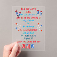 A 4th of july wedding invitation in flag colours