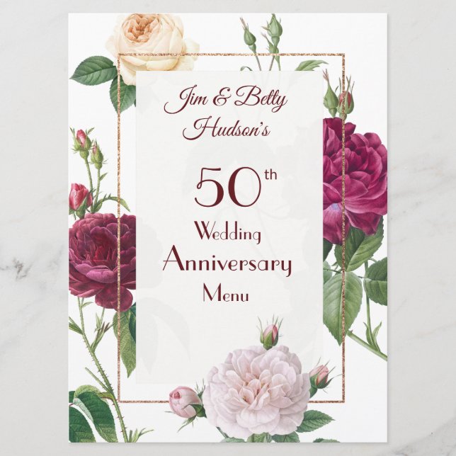 A 50th Wedding Anniversary Party  - Menu Card (Front)