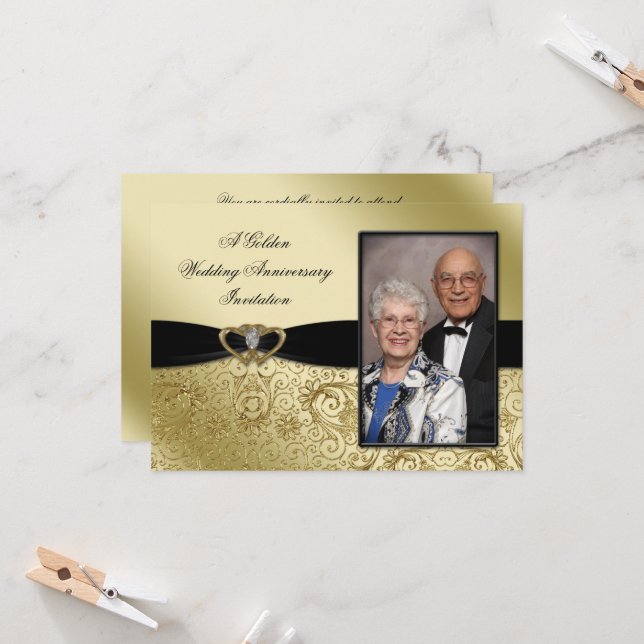 A 50th Wedding Anniversary Photo Invitation (Front/Back In Situ)