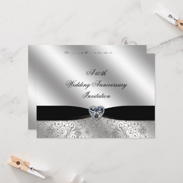 A 60th Diamond Wedding Anniversary 7x5 Invite (Front/Back In Situ)