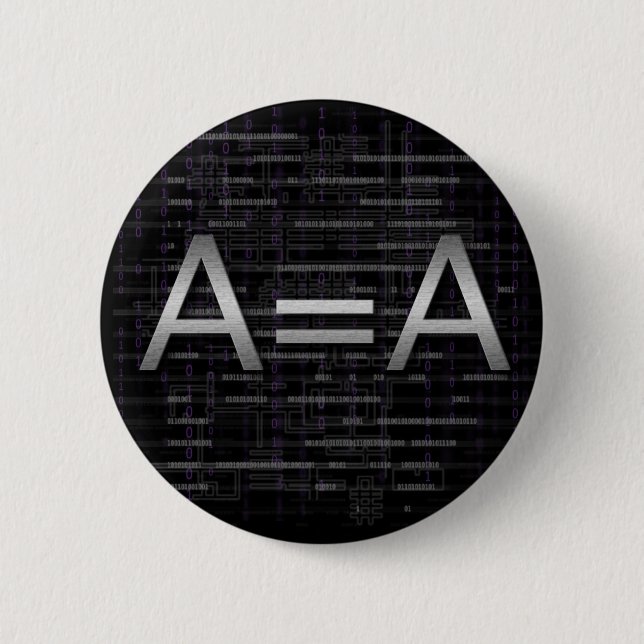 A=A Logic Objectivist Tech Button (Front)