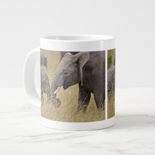 A African Elephant grazing in the fields Large Coffee Mug