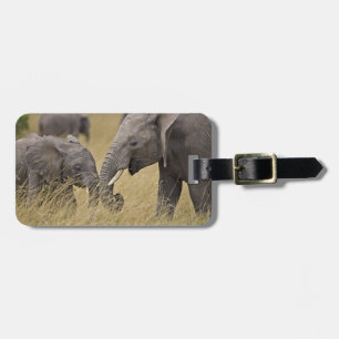 A African Elephant grazing in the fields Luggage Tag