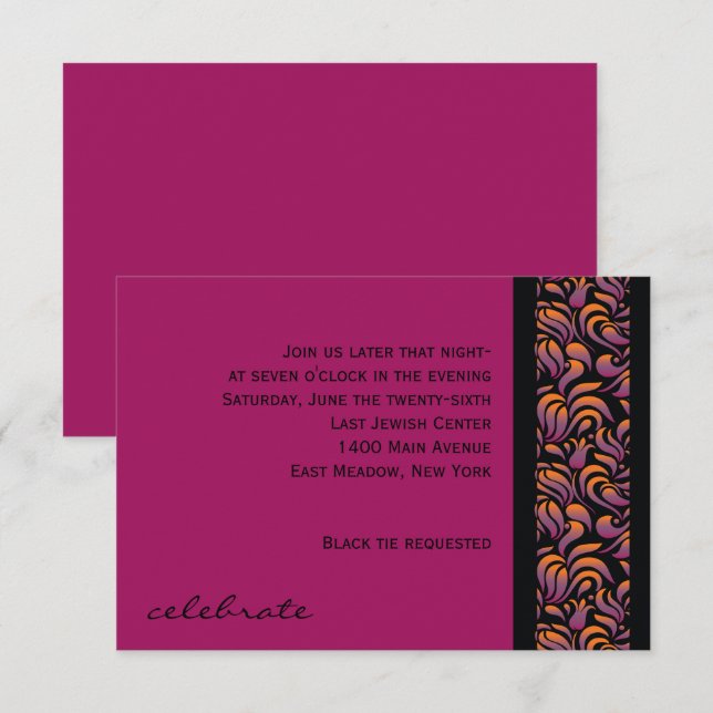 A Aleph Hebrew Collection Bat Mitzvah Party Card (Front/Back)