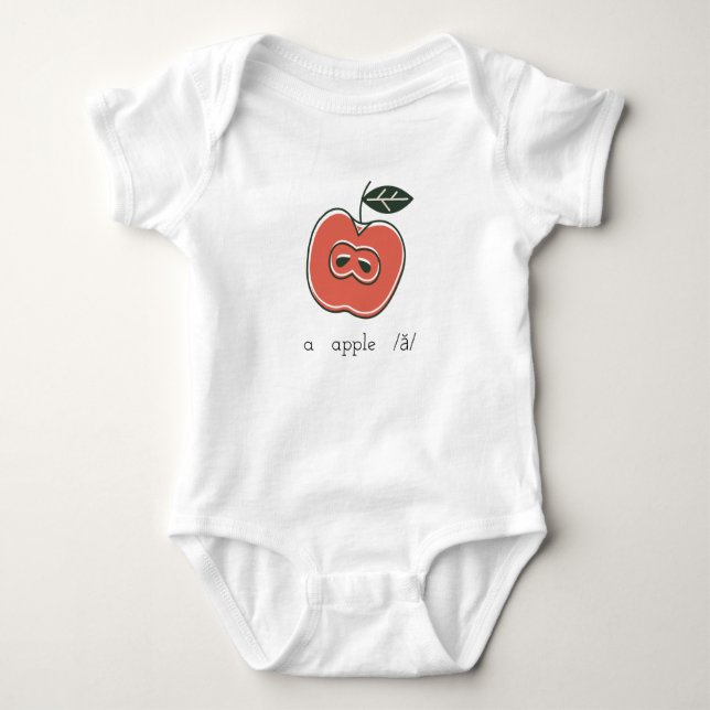 a  apple  /ă/  baby bodysuit (Front)