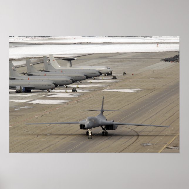 A B-1B Lancer arrives at Eielson Air Force Base Poster (Front)