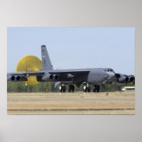 A B-52 Stratofortress deploys its drag chute