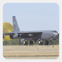 A B-52 Stratofortress deploys its drag chute