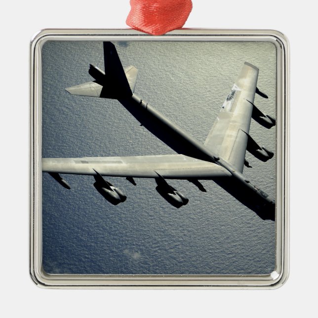 A B-52 Stratofortress in flight Metal Tree Decoration (Front)