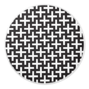 A b&w patterns made with 'plus' sign ceramic knob