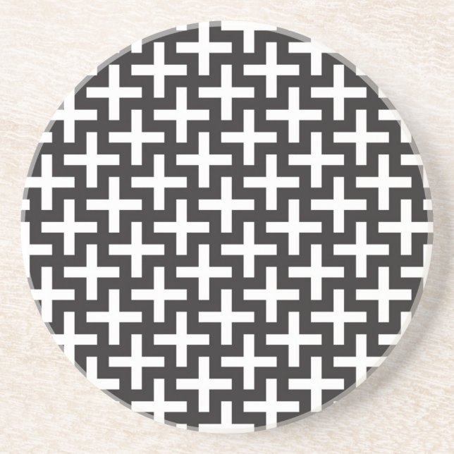A b&w patterns made with 'plus' sign coaster (Front)