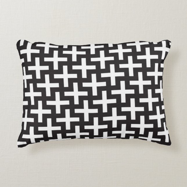 A b&w patterns made with 'plus' sign decorative cushion (Front)