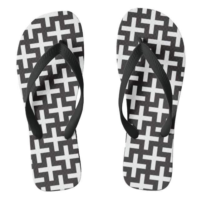 A b&w patterns made with 'plus' sign jandals (Footbed)