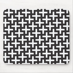 A b&w patterns made with 'plus' sign mouse pad