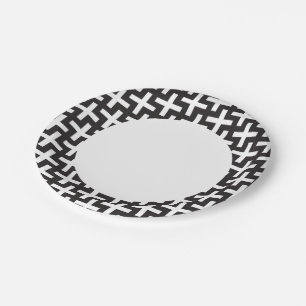 A b&w patterns made with 'plus' sign paper plate
