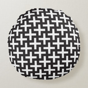 A b&w patterns made with 'plus' sign round cushion