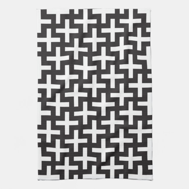 A b&w patterns made with 'plus' sign tea towel (Vertical)