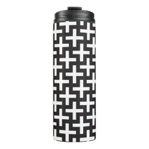 A b&w patterns made with 'plus' sign thermal tumbler