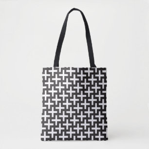 A b&w patterns made with 'plus' sign tote bag