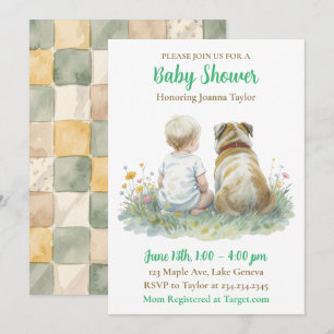 A Baby and Puppy Dog Gender Neutral Baby Shower Invitation