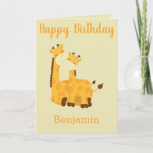 A Baby Birthday with Giraffes Card