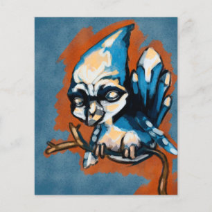 A baby blue bird on a twig vintage retro canvas flyer