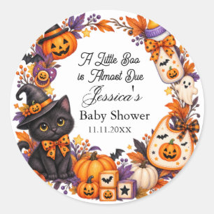 A Baby Boo is Almost Due Halloween Baby Shower Classic Round Sticker