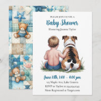 A Baby Boy and his Bulldog | Blue Baby Shower