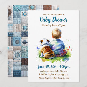 A Baby Boy and his English Bulldog   Baby Shower Invitation
